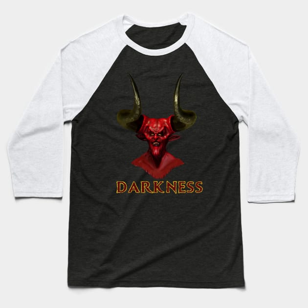 Darkness Baseball T-Shirt by DistractedGeek